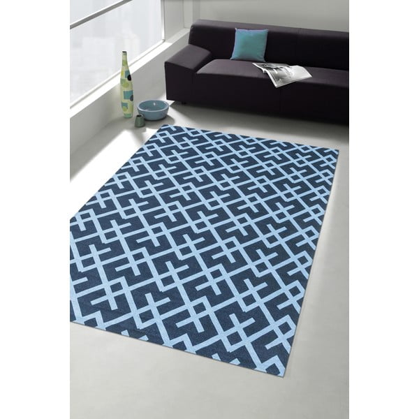Vysokoodolný kuchynský koberec Webtapetti Labyrinth Blue, 130 x 190 cm
