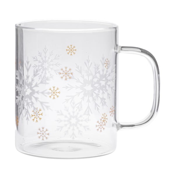 Sklenený hrnček s vianočným motívom 410 ml Frosty Flakes – Dakls