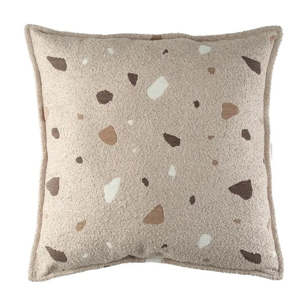 Svetlohnedý detský pohovkový vankúš z textílie buklé/ženilkový Terrazzo Block – Wigiwama