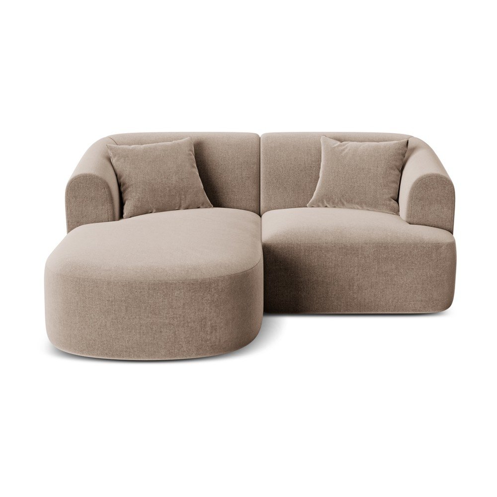 Svetlohnedá zamatová rohová pohovka (ľavý roh/s leňoškou) Campi – Cosmopolitan Design