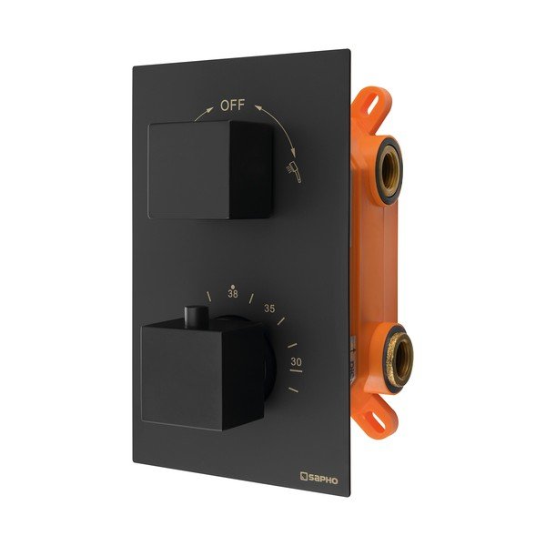 Matne čierna podomietková sprchová batéria (2 výstupy) Latus – Sapho