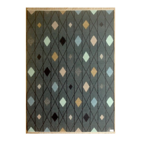 Tmavosivý ručne tkaný vlnený koberec Linie Design, 140 x 200 cm