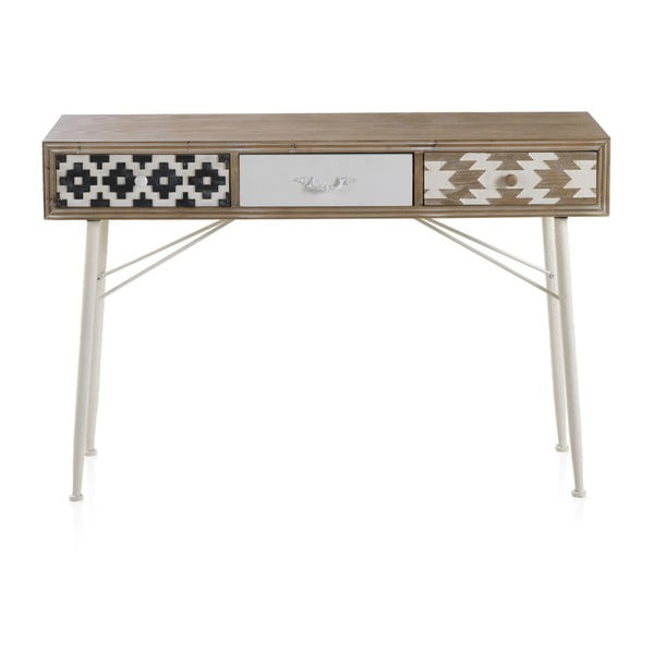 Konzolový stôl s čiernobielymi detailmi a troma zásuvkami Geese Rustico Geometric-image-3
