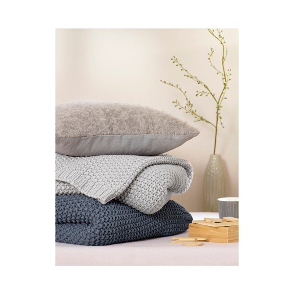 Sivý pletený pléd Biederlack, 170 x 130 cm-image-1