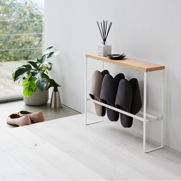 Kovový stojan na prezuvky v bielo-prírodnej farbe Tower – YAMAZAKI-image-1