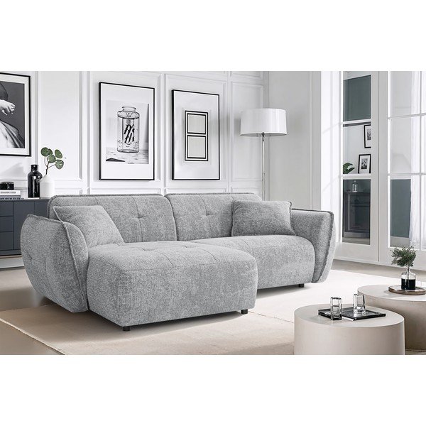 Svetlosivá ženilková rohová pohovka (ľavý roh/s leňoškou) Nelia – Ropez-image-1