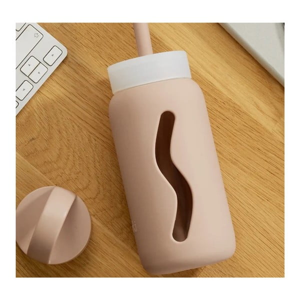 Silikónová slamka s čistiacou kefkou/s viečkom Tropical Papaya – Muuki-image-1