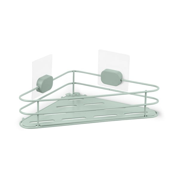 Zelená rohová samodržiaca kovová kúpeľňová polička Grena – Compactor-image-2