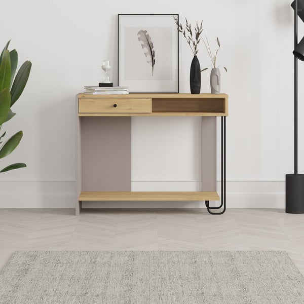 Konzolový stolík s doskou v dubovom dekore 35x100 cm Saturne – Marckeric-image-1