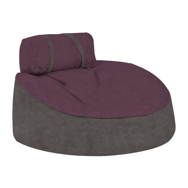 Sivý sedací puf s fialovým vrškom Poufomania Cookie
