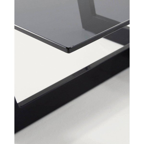 Čierny konferenčný stolík so sklenenou doskou 70x120 cm Plam – Kave Home-image-4