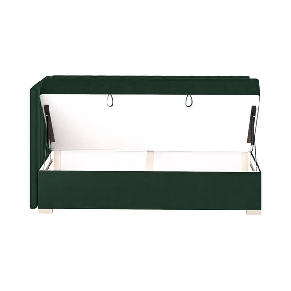 Tmavozelená rohová detská posteľ s úložným priestorom s matracom 90x200 cm Snugi – Ghado-image-4
