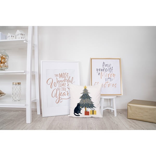 Dekoračný vankúš s vianočným motívom 45x45 cm Crazy Cat Xmas – Butter Kings-image-2