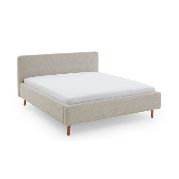 Béžová čalúnená dvojlôžková posteľ s úložným priestorom a roštom 160x200 cm Mattis – Meise Möbel