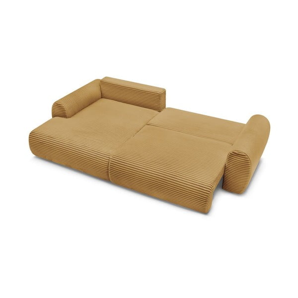 Menčestrová rozkladacia rohová pohovka v horčicovej farbe (ľavý roh) Lucien – Bobochic Paris-image-4