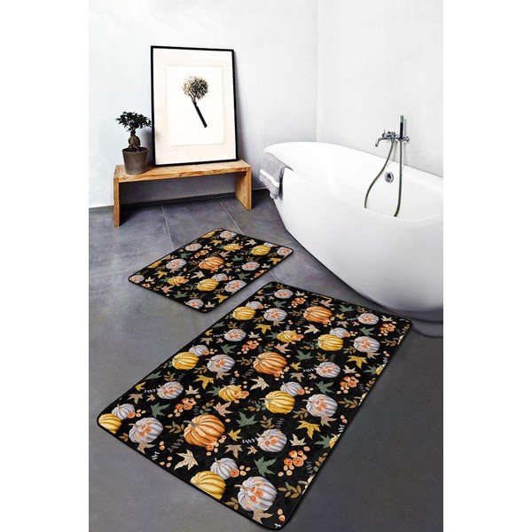 Čierno-oranžové kúpeľňové predložky v súprave 2 ks 60x100 cm – Mila Home-image-3