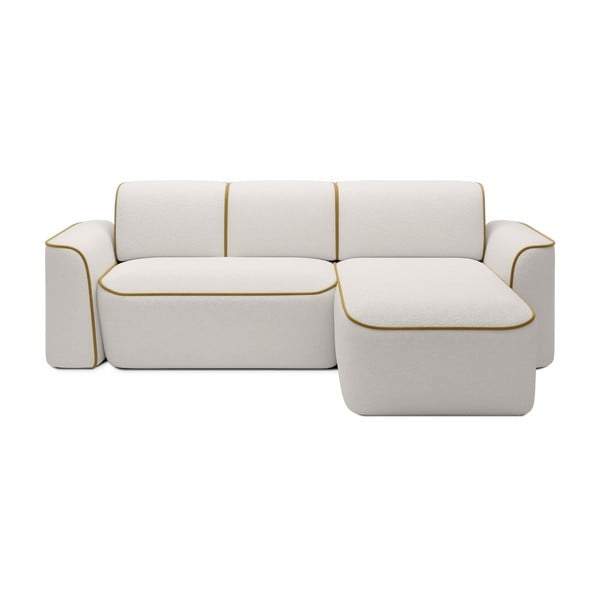 Žltá/krémovobiela rohová pohovka z textílie buklé (pravý roh/s leňoškou) Ume – ELTAP