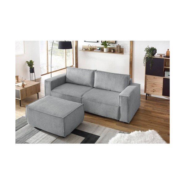 Svetlosivý menčestrový taburet Nihad – Bobochic Paris-image-4