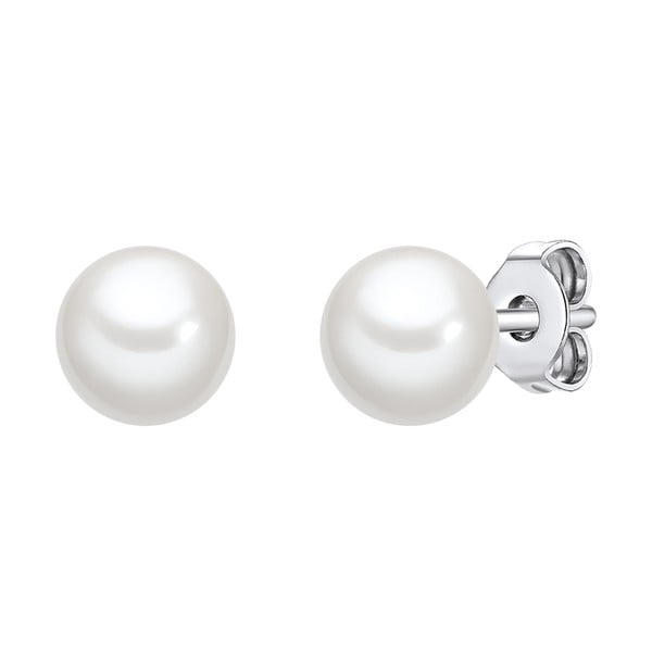 Perlové náušnice Muschel, biela perla 6 mm