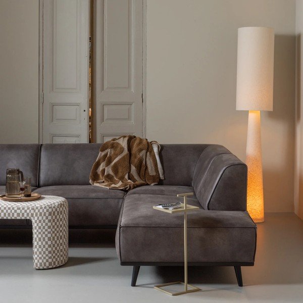 Béžová stojacia lampa s textilným tienidlom (výška  187 cm) Loft – WOOOD-image-1