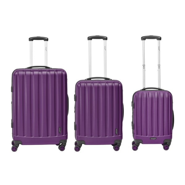 Sada 3 fialových cestovných kufrov Packenger Koffer