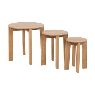 Okrúhle odkladacie stolíky v súprave 3 ks v dekore duba ø 50 cm Maxime - Actona