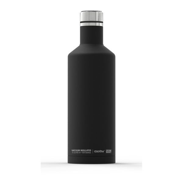 Čierna termofľaša Asobu Times Square Travel Bottle, 440 ml
