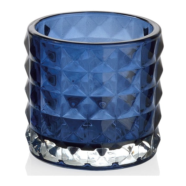 Modrý sklenený svietnik Andrea House Blass, 7,5 x 7 cm