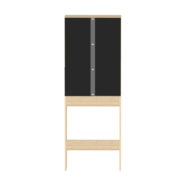 Čierna vysoká kúpeľňová skrinka v dekore duba nad práčku/toaletu 64x179 cm Kube - TemaHome -image-4