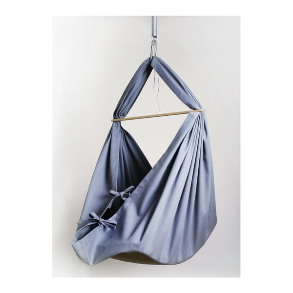 Malá sivá kolíska z bavlny so zavesením do stropu Hojdavak Baby (0 až 9 mesiacov)-image-1