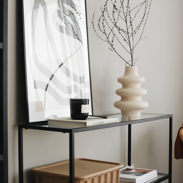 Čierny sklenený regál 100x85 cm Camiko - Neostill-image-2