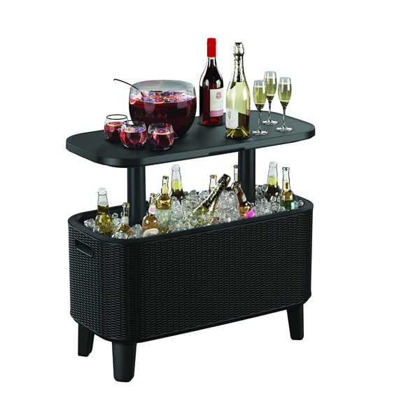 Plastový záhradný stolík so zásobníkom na ľad 83.5x40 cm Bevy – Keter-image-2