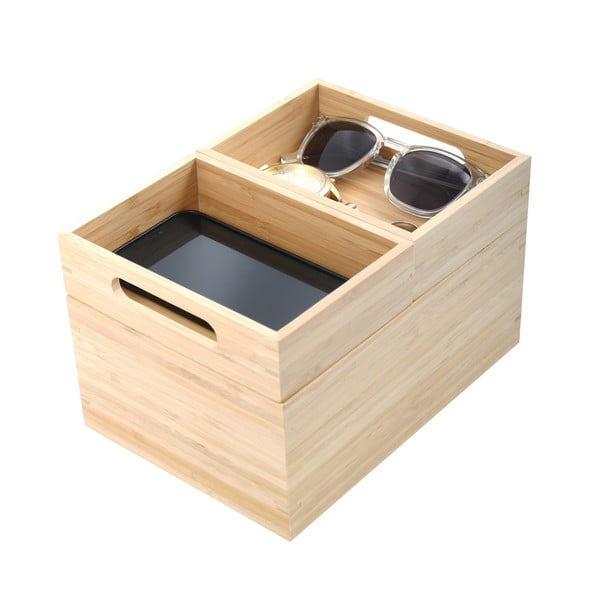 Bambusový kúpeľňový organizér na kozmetiku v prírodnej farbe Isalys – MSV-image-1