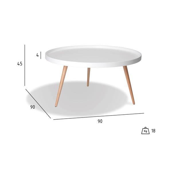 Biely konferenčný stolík s nohami z bukového dreva Furnhouse Opus, Ø 90 cm-image-4