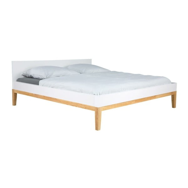 Biela drevená posteľ s roštami SOB York, 140 x 200 cm