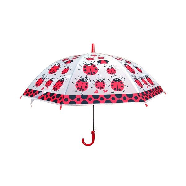 Detský transparentný dáždnik s červenými detailmi Birdcage Ladybird, ⌀ 82 cm-image-1
