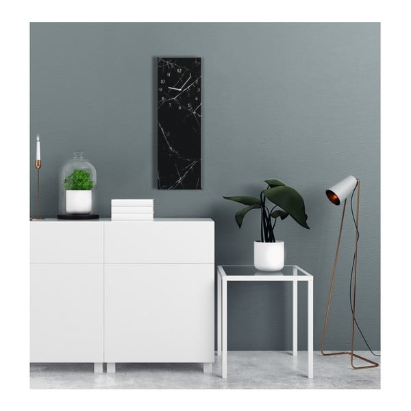 Nástenné hodiny Styler Glassclock Black Marble, 20 × 60 cm-image-2