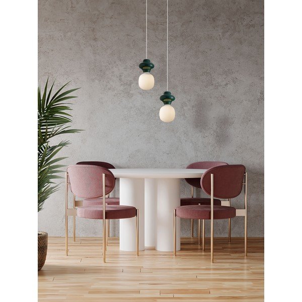 Biele/v petrolejovej farbe keramické závesné svietidlo so skleneným tienidlom ø 18 cm Clio – Nova Luce-image-4