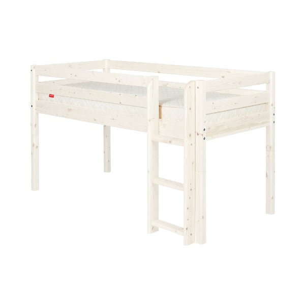 Biela stredne vysoká detská posteľ z borovicového dreva Flexa Classic, 90 × 200 cm