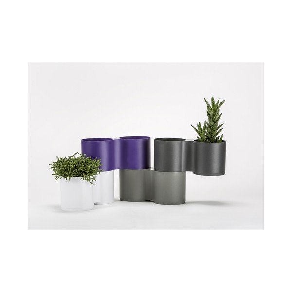 Fialový dvojitý kvetináč Plastia Modulo-image-1