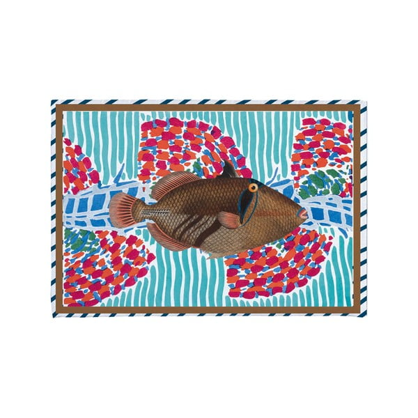 Tyrkysová kúpeľňová predložka 40x60 cm Tufted Fish - Really Nice Things