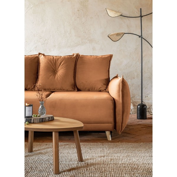 Menčestrová rozkladacia rohová pohovka v tehlovej farbe (ľavý roh) Lazy Lukka – Miuform-image-4