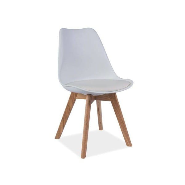 Biela stolička s dubovými nohami Signal Kris