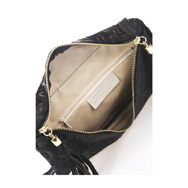 Čierna kožená listová kabelka Lisa Minardi Silvia-image-3