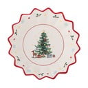 Červeno-krémový servírovací keramický tanier s vianočným motívom ø 20 cm Naive – Bloomingville