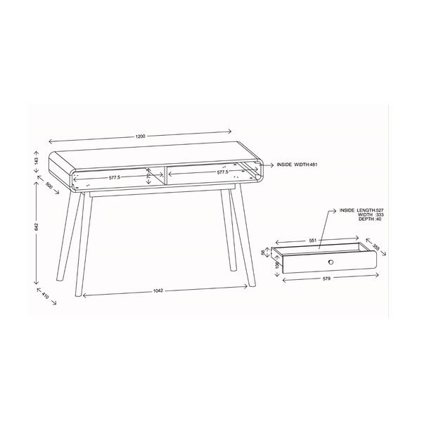 Pracovný stôl 50x120 cm Cassie – Støraa-image-1