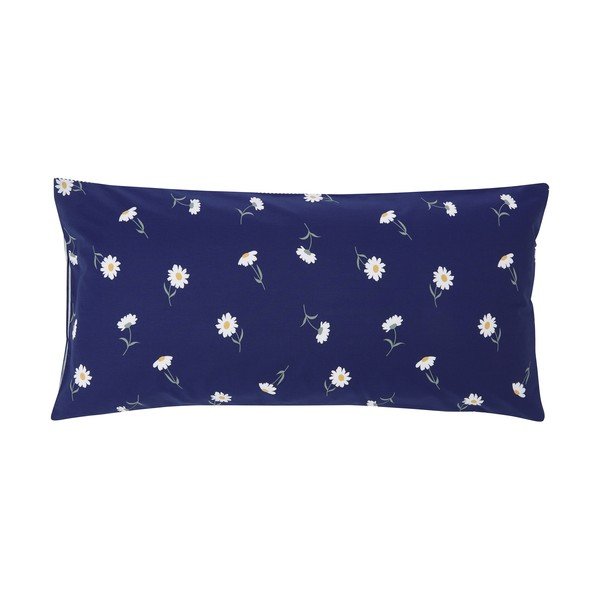Súprava 2 modrých dekoračných obliečok na vankúš z ranforce bavlny Westwing Collection Daisies, 40 x 80 cm-image-2