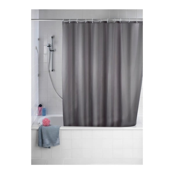 Sivý sprchový záves s protiplesňovou povrchovou úpravou Wenko, 180 × 200 cm-image-1