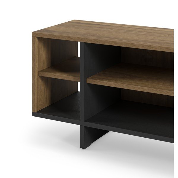 Čierny/v prírodnej farbe TV stolík v dekore duba 160x44x36 cm Cequoia – Marckeric-image-4