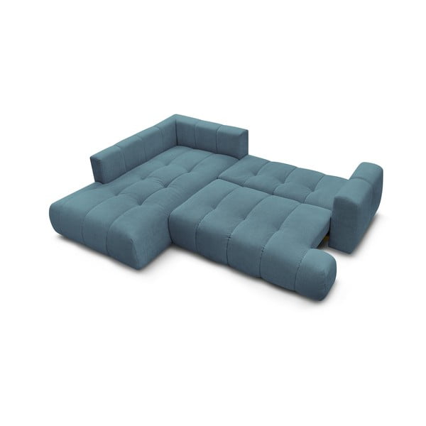 Modrá rozkladacia/s úložným priestorom rohová pohovka (ľavý roh/do L) Fuji – Bobochic Paris-image-4